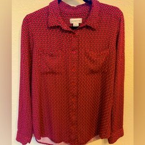 Liz Claiborne Woman Paisley Button Front Blouse Shirt Casual Formal Sz Large EUC